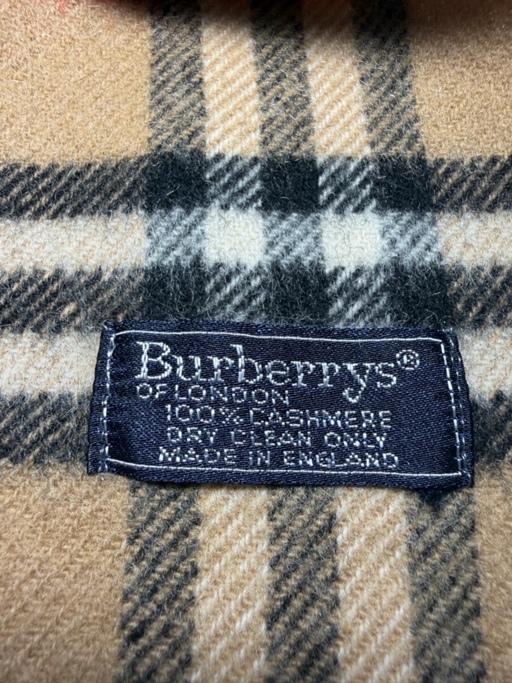 Burberrys of London Classic Check Cashmere Scarf in Beige, Black, Red - Picture 6 of 8